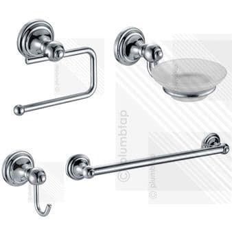 TRADITIONAL BATHROOM SET • Towel Rail • Soap Dish • Toilet Roll Holder • Hook