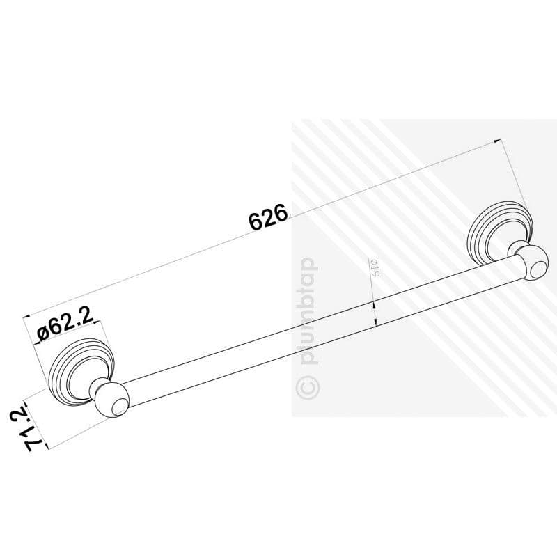 Sabie Stainless Steel Single Towel Rail - 600mm - View #7