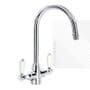 TRADITIONAL Victorian Kitchen Sink Mixer Tap Chrome Swivel Spout & Dual Handles