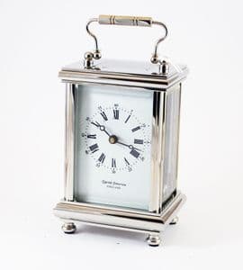 Refurbished David Peterson Chrome DP/BT/S Solid Brass 8 Day Carriage Clock (Ref 43)