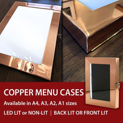 Menu Cases, LED lit, High Quality Menu Boxes finished in Brass, Chrome ...