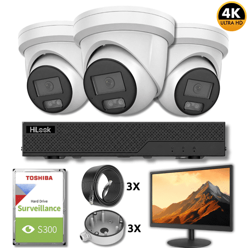 (OEM) NVR-108MH-C/8P(E) 3 Camera 8MP 4K 2.8mm CCTV Kit – 2TB + FREE 24-Inch Monitor