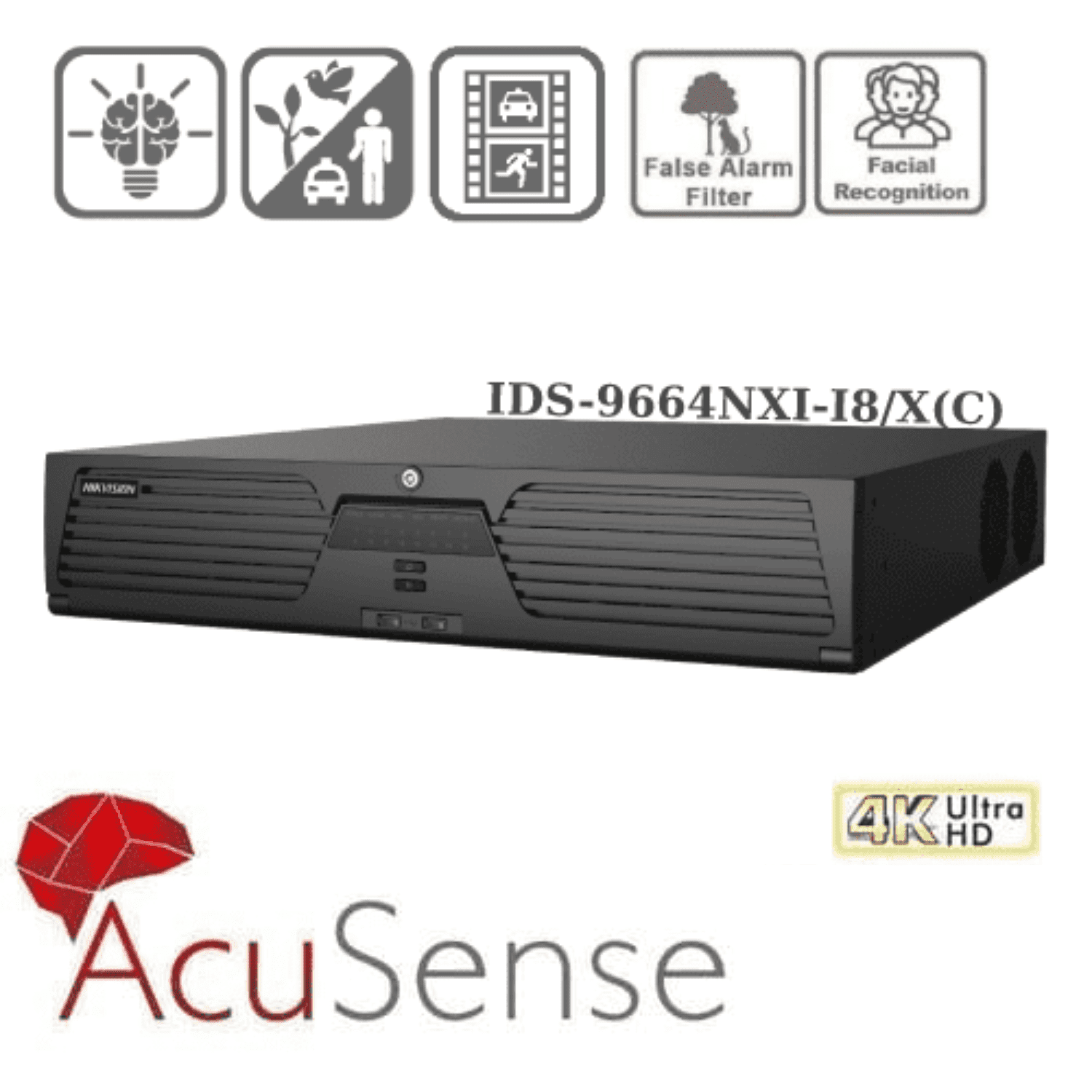 12MP Hikvision 64CH DeepinMind 4K NVR iDS-9664NXI-I8/X C Non-PoE