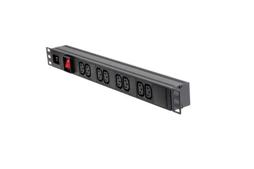 1U 19" 8 Way Horizontal Switched 10A IEC13 Sockets & C20 Inlet PDU (Rackmount)