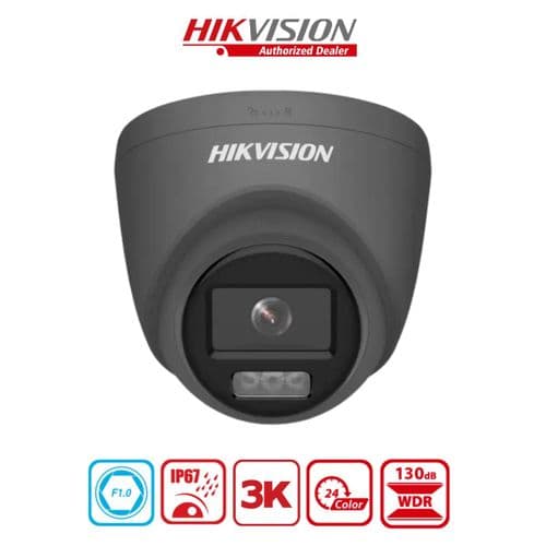 3K Hikvision DS-2CE72KF3T- 3K ColorVu Fixed Lens Turret Grey Camera - 2.8MM (Offer)