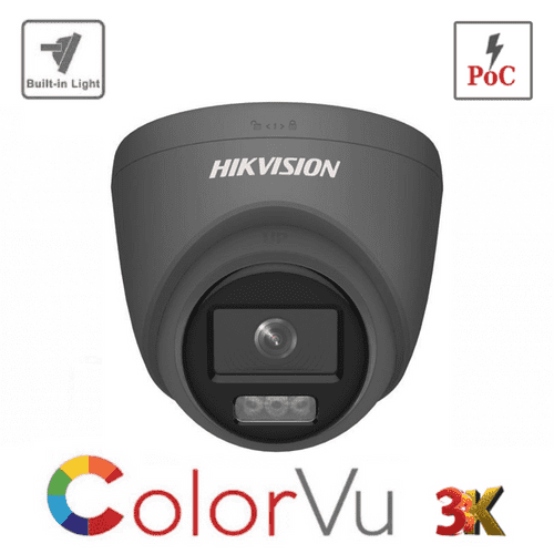 3K Hikvision DS-2CE72KF3T-E(2.8mm)(Grey) ColorVu PoC Fixed Turret Camera (Offer)