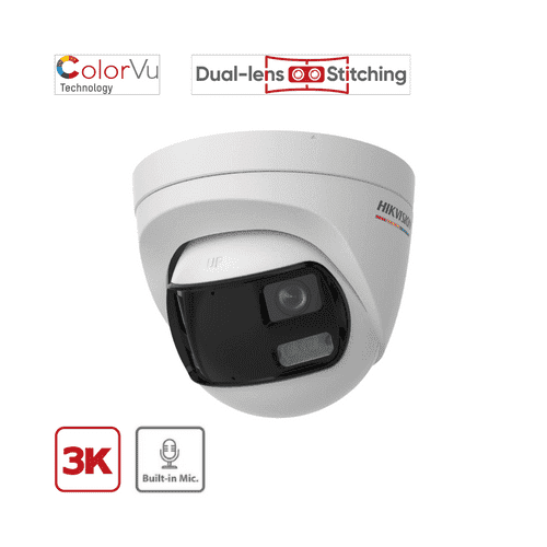 3K Hikvision DS-2CE72KF3TP-DLS ColorVu Dual-Lens Fixed Turret Camera