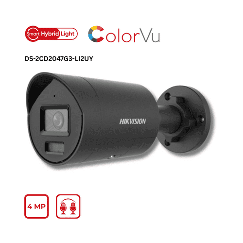 4 MP Hikvision DS-2CD2047G3-LI2UY(2.8mm) Smart Hybrid Light w/ ColorVu Mini Bullet IP Camera Black