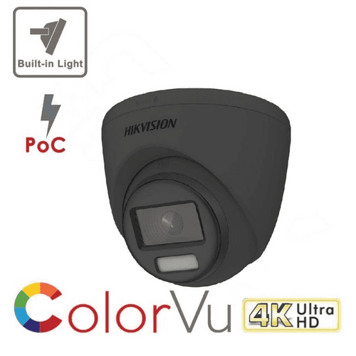 4K/8MP Hikvision DS-2CE72UF3T-E/BLACK(2.8MM) ColorVu POC Fixed 40M Light TVI Turret Camera