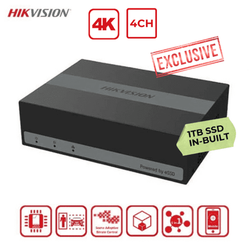 4K Hikvision iDS-E04HUHI-B eDVR Series, 8MP AcuSense 4-Channel BUILD IN 1TB SSD(Offer)