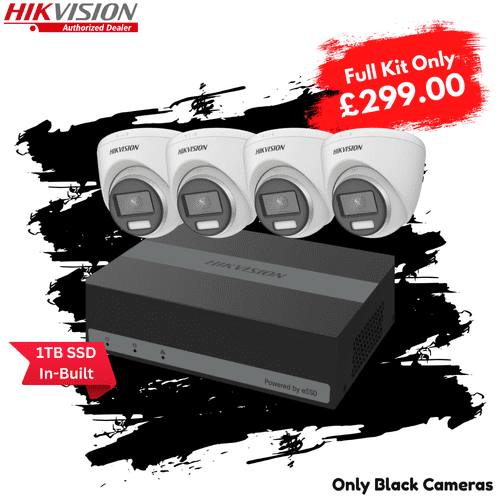 4K Hikvision TVI Colorvu (4 x DS-2CE72UF3T-E/BLACK(2.8MM), iDS-E04HUHI-B) Kit-4022(Offer)