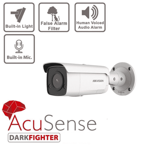 4MP DS-2CD2T46G2-ISU/SL(2.8mm) AcuSense Strobe Light & Audio Warning Fixed Bullet Camera