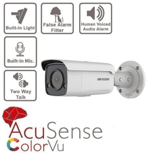 4MP DS-2CD2T47G2-LSU/SL ColorVu Fixed Bullet W/ Mic & Speaker- Two Way Audio