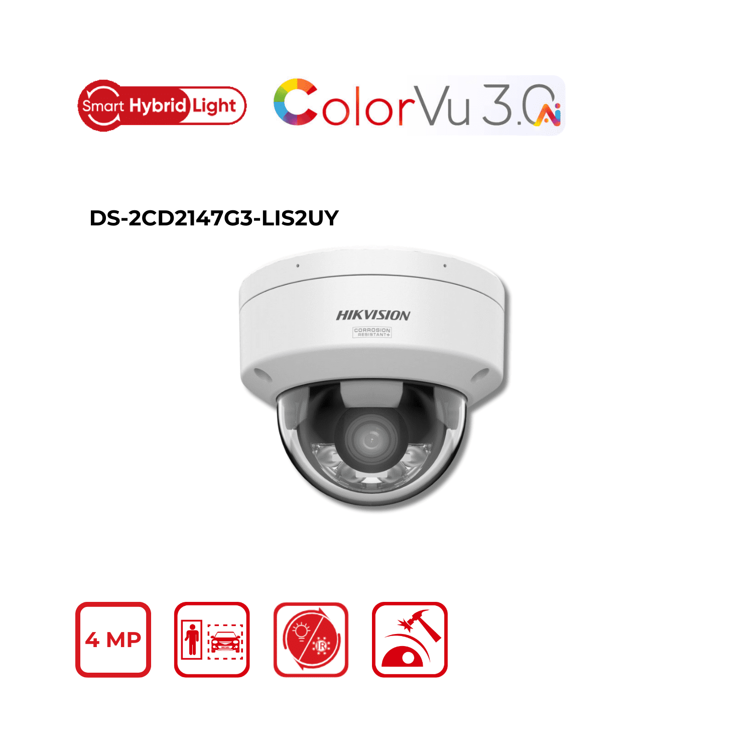 4MP Hikvision DS-2CD2147G3-LIS2UY 8mm Smart Hybrid Light with