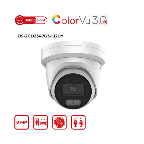 4MP Hikvision DS-2CD2347G3-LI2UY(4mm) Smart Hybrid Light w/ ColorVu Fixed Turret IP Camera