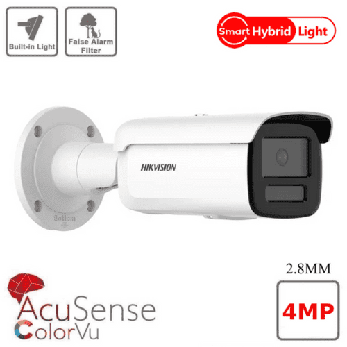 4MP Hikvision DS-2CD2T47G2H-LI (eF) Smart Hybrid Light with ColorVu IP Bullet Camera - 2.8MM