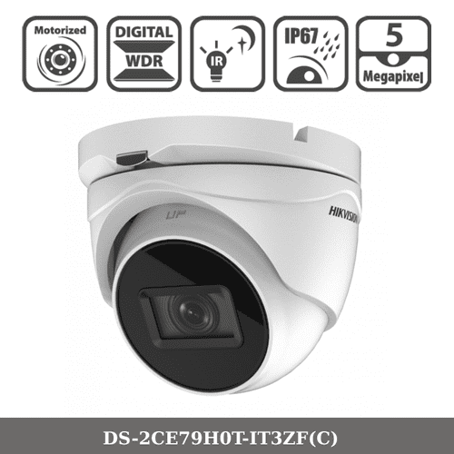 5MP DS-2CE79H0T-IT3ZF(C) Hikvision Motorised Varifocal Turret Camera WHITE/BLACK