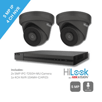 5MP HiLook by Hikvision IPC-T250H-MU Metal Base Built-In Mic 2 Camera & 4 Channel NVR Kit (Offer)