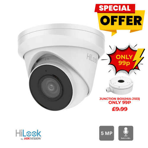 5MP IPC-T250H-MU HiLook by Hikvision 5MP IP Turret with Metal Base Built In Mic & PoE - 2.8mm(Offer)