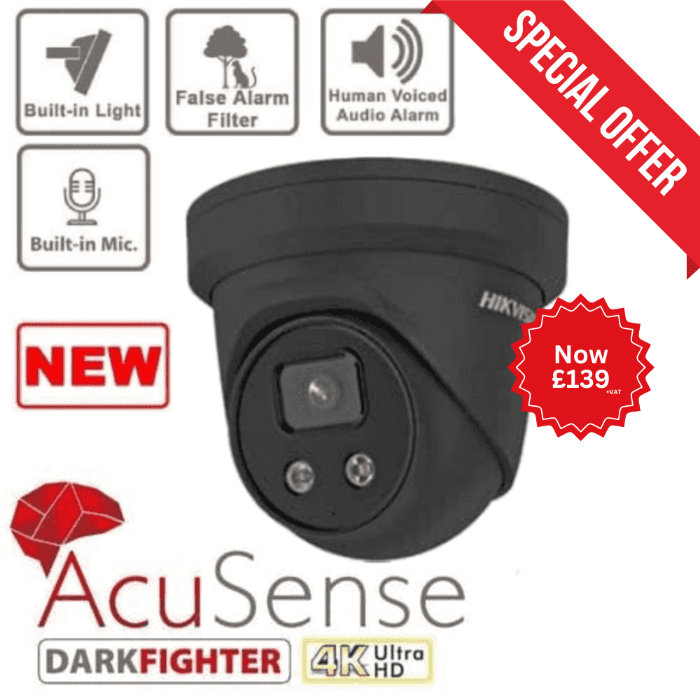 Hikvision Network Camera Black AcuSense CCTV Direct UK