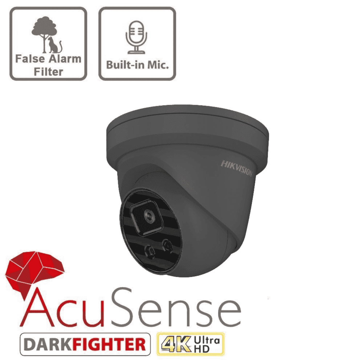 DS-2CD2386G2-IU 4mm HIK 8MP AcuSense IP Camera, 4K PoE Turret Network Camera with Human/Vehicle Detection, DarkFighter, Built-in Mic, 98ft I並行輸入品