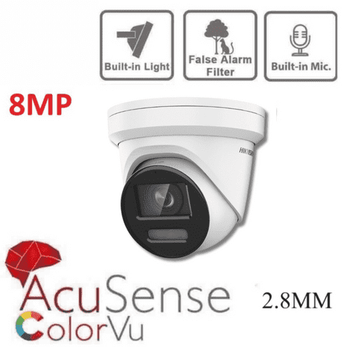 Hikvision DS-2CD2087G2-LU 4K 8MP ColorVu AcuSense IP Camera – POE With Mic, 2.8mm Lens