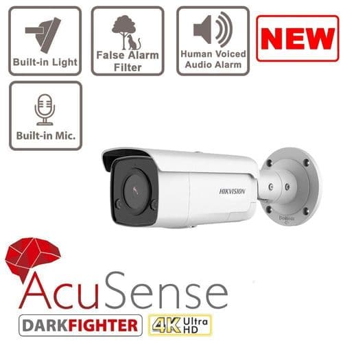 8MP DS-2CD2T86G2-ISU/SL AcuSense Strobe Light and Audible Warning Fixed Bullet Network MIC