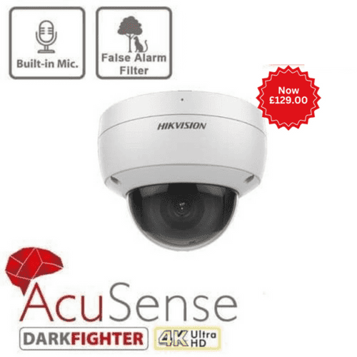8MP Hikvision DS-2CD2186G2-ISU(2.8MM) 8MP AcuSense Fixed Dome Network Camera (Offer)