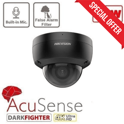 8MP Hikvision DS-2CD2186G2-ISU/B AcuSense Fixed Dome Network Camera 4K Black (Offer)