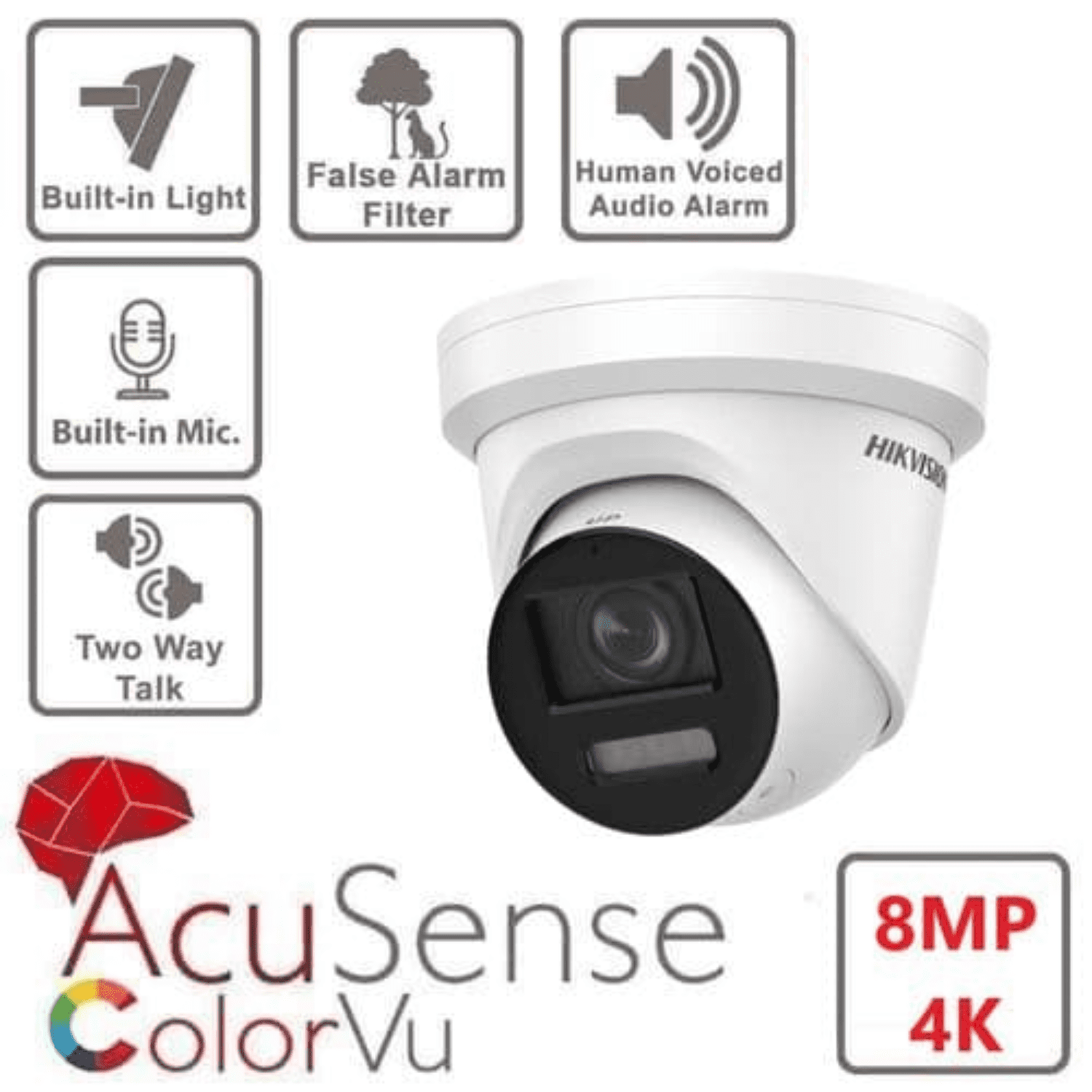 8MP HIKVISION DS-2CD2387G2-LSU/SL COLORVU IP POE TURRET CAMERA
