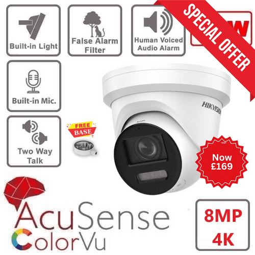 8MP Hikvision DS-2CD2387G2-LSU/SL colorvu strobe light 2 way talk camera 2.8mm Free Bracket (Offer)