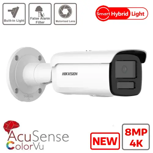 8MP Hikvision DS-2CD2687G2HT-LIZS(2.8-12mm)(eF) 4K Varifocal Motorised Hybrid IR + ColorVu IP Bullet