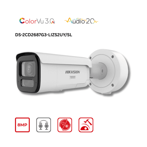 8MP Hikvision DS-2CD2687G3-LIZS2UY/SL Smart Hybrid ColorVu Motorized Varifocal Bullet IP Cam