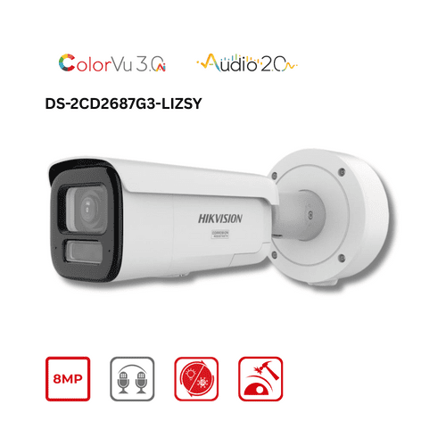 8MP Hikvision DS-2CD2687G3-LIZSY Smart Hybrid ColorVu Motorized Varifocal Bullet IP Cam