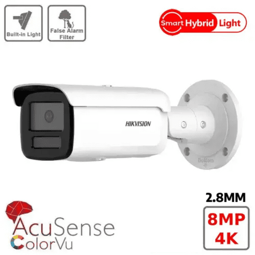8MP Hikvision DS-2CD2T87G2H-LI 4K Smart Hybrid ColorVu and IR Acusense Turret Camera 2.8MM