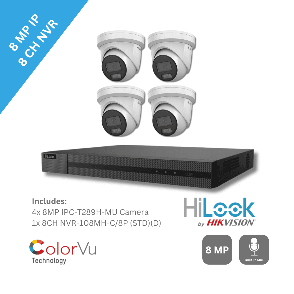 8MP HiLook by Hikvision ColorVu Built-in Mic IP CCTV Kit IPC