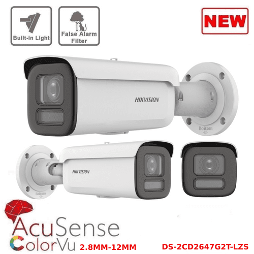 Hikvision 4MP DS-2CD2647G2T-LZS Pro-Series ColorVu Motorised Varifocal Bullet IP Camera, 2.8-12mm