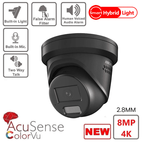 Hikvision 8MP 4K DS-2CD2387G2H-LISU/SL Black Smart Hybrid Light with ColorVu