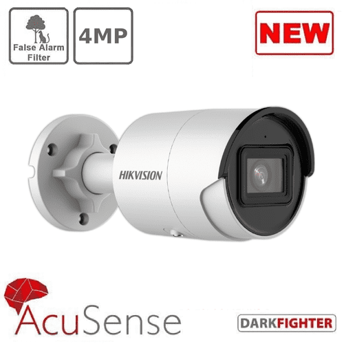 Hikvision DS-2CD2046G2-IU Pro Series AcuSense 4MP IP Bullet Camera, 4mm Fixed Lens, White