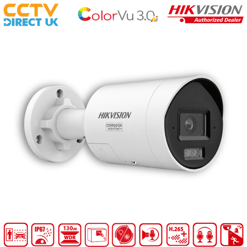 Hikvision DS-2CD2087G3-LI2UY/SL White 8MP 4K ColorVu Smart Hybrid Light Bullet IP Camera
