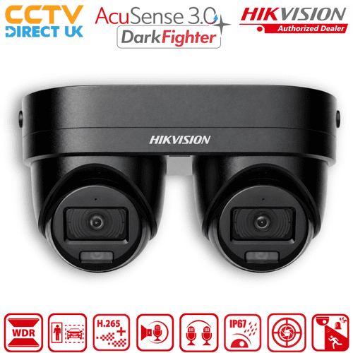 Hikvision DS-2CD2346G3D-IZ2UY/SL Black 4MP Dual-Lens AcuSense IP CCTV Camera