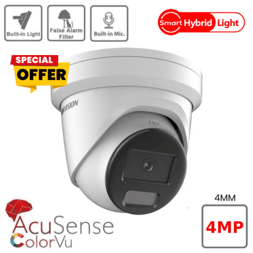 Hikvision DS-2CD2347G2H-LIU 4MP Smart Hybrid ColorVu and IR Acusense Turret - 4MM