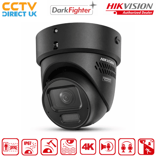Hikvision DS-2CD2H86G2H-IZS2UY/SL 8MP 4K DarkFighter Motorised Varifocal Turret Camera with Audio