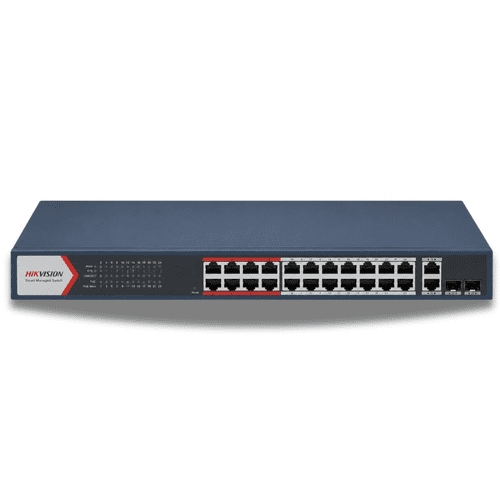 Hikvision DS-3E1326P-EI 24-Port Fast Ethernet Smart PoE Switch with 2 Gigabit Combo Uplinks