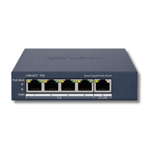Hikvision DS-3E1505P-EI 5-Port Gigabit Smart Managed PoE Switch with 4 PoE+ Ports & 60W Power Budget