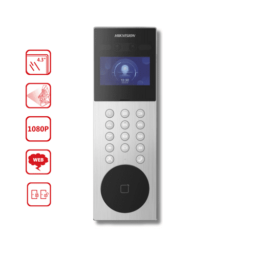 Hikvision DS-KD9203-ME6 Facial Recognition Door station, 4.3" LCD Screen, 2x 2MP wide-angle HD Lens