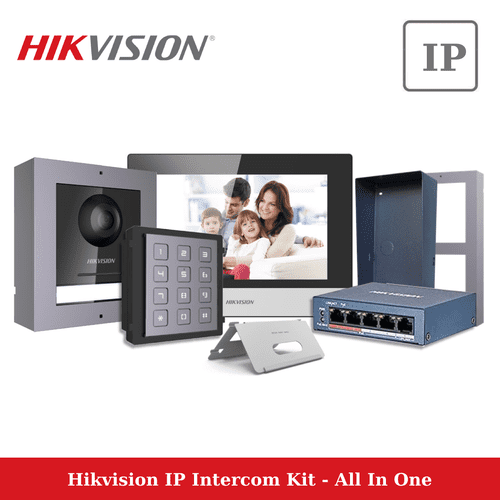 Hikvision DS-KIS602(B) All in 1 IP PoE Video Intercom Bundle