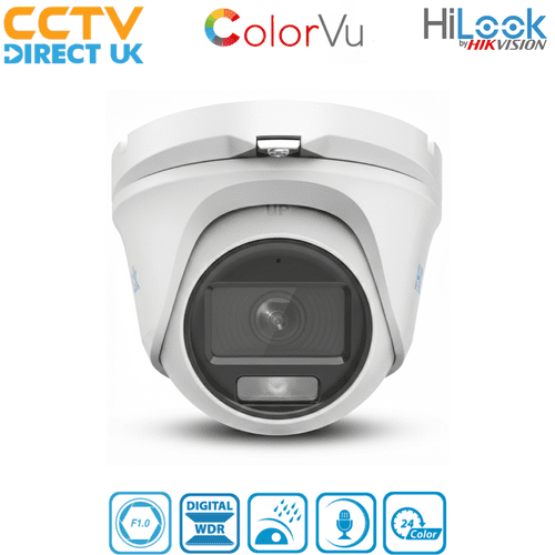 Hikvision HiLook Turbo-HD THC-T129-MS 2MP 1080p ColorVu Audio Turret Camera(2.8mm)