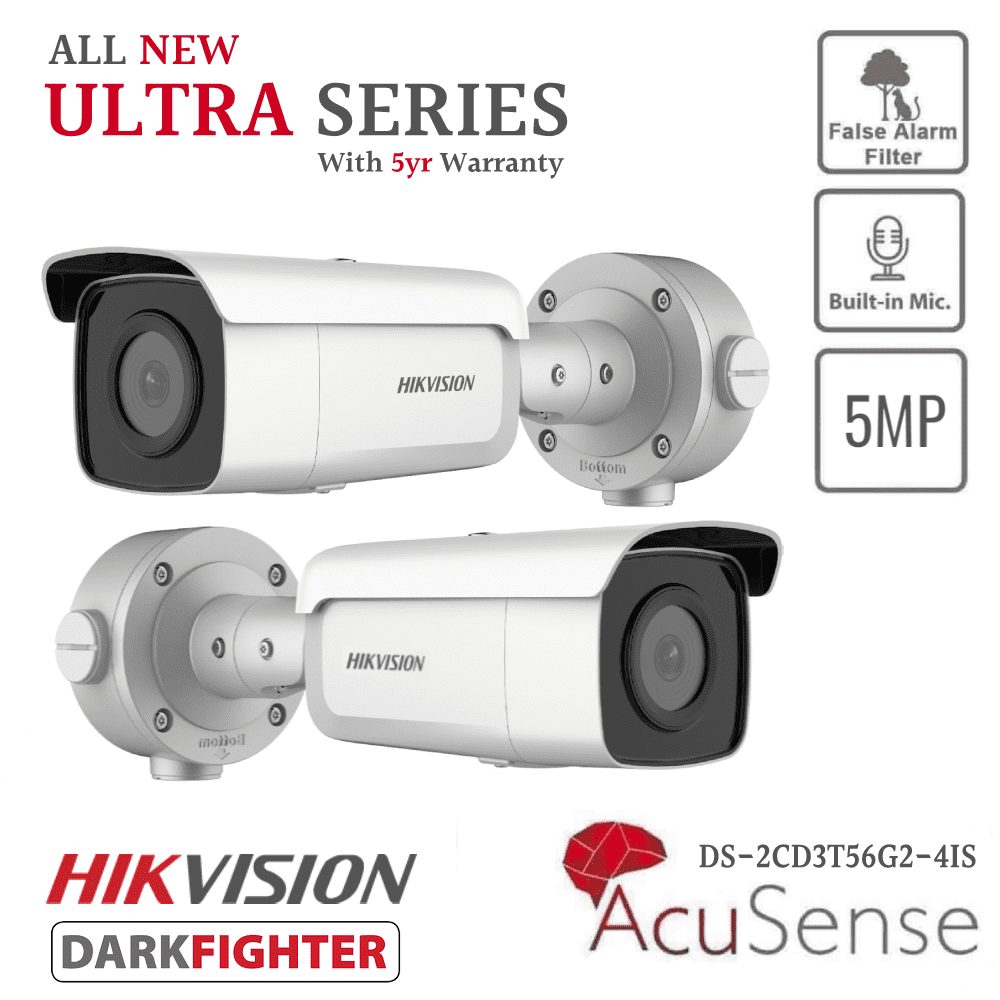Hikvision Ultra Series DS2CD3T56G24IS 5 MP AcuSense Fixed Bullet