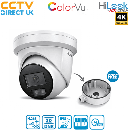 HiLook IPC-T289H-MU 8MP 4K ColorVu Turret with Mic(2.8mm) - Free Bracket (Offer)